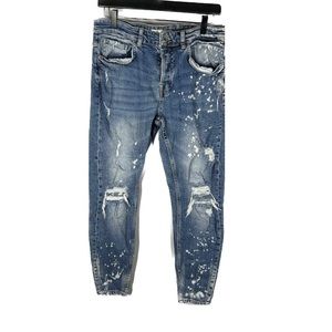 Zara Blue Distressed Skinny Jeans